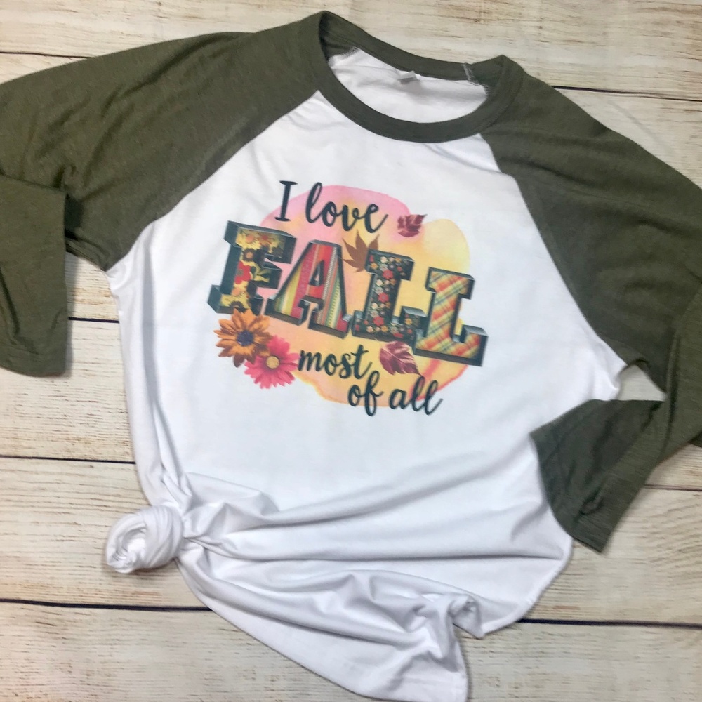 I Love Fall Most Of All Women's Graphic Tee Raglan